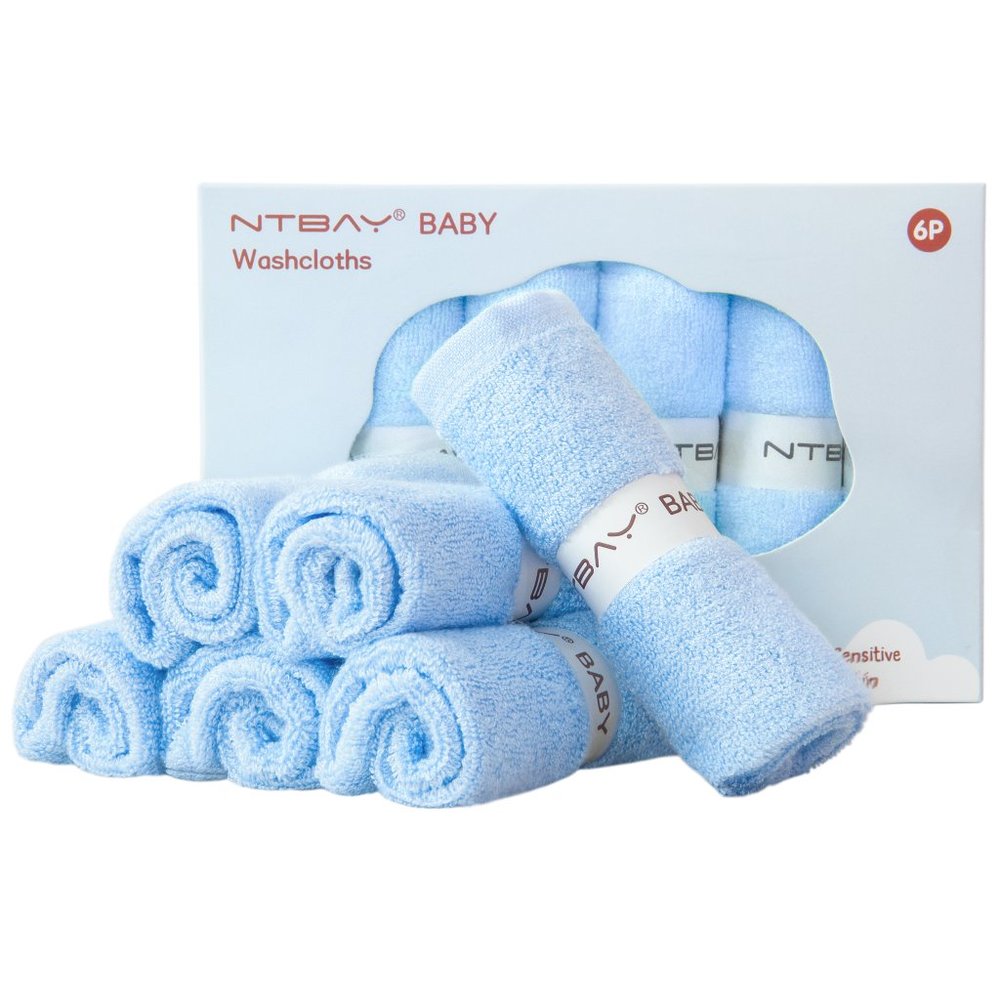 NTBAY 6 Pack Baby Muslin Washcloths Natural Cotton